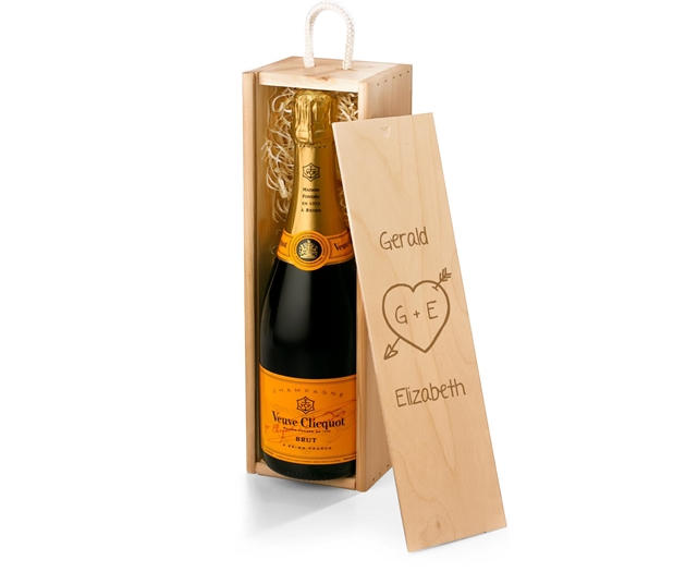 Anniversary & Wedding Veuve Clicquot Champagne Gift Box With Engraved Personalised Lid